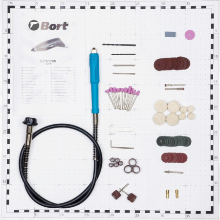 Гравер сетевой BORT 170 Вт, 60 предметов, гибкий вал (BCT-170N)
