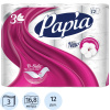 Бумага туалетная Papia Белая 3сл бел 100%цел втул 16,8м 140л 12рул/уп