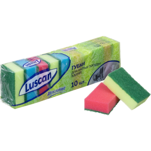Губки для мытья посуды Luscan Мини 80х50х26мм 10 шт/уп