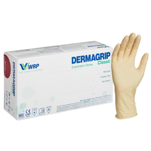 Мед.смотров. перчатки латекс. н/о, тек. Dermagrip Classic(M) 50 п D1502-10