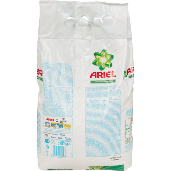 Порошок стиральный Ariel Аква Пудра Горный родник автом 3кг д/бел бел
