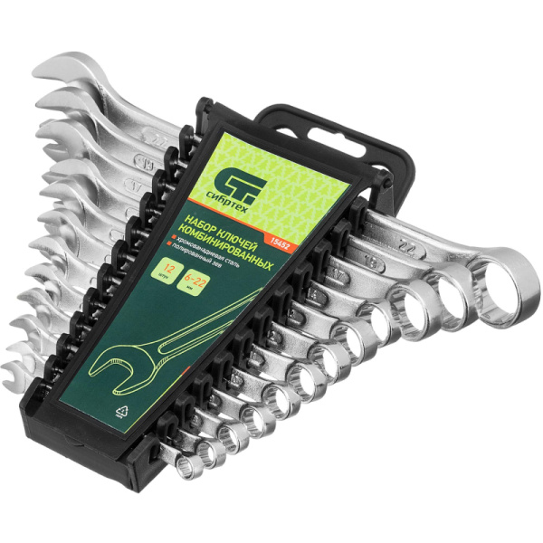 Набор ключей комбинированных, 6 - 22 мм, CrV, 12 шт (15452)