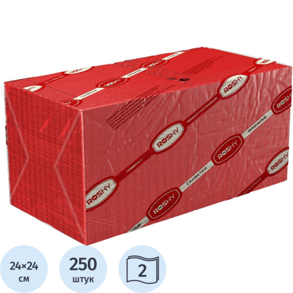 Салфетки бумажные 2 сл. 24х24 красные 250 шт./уп