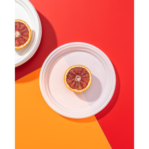 Тарелка одноразовая d-205мм, белая, бюджет, КОМУС ПС 100шт/уп