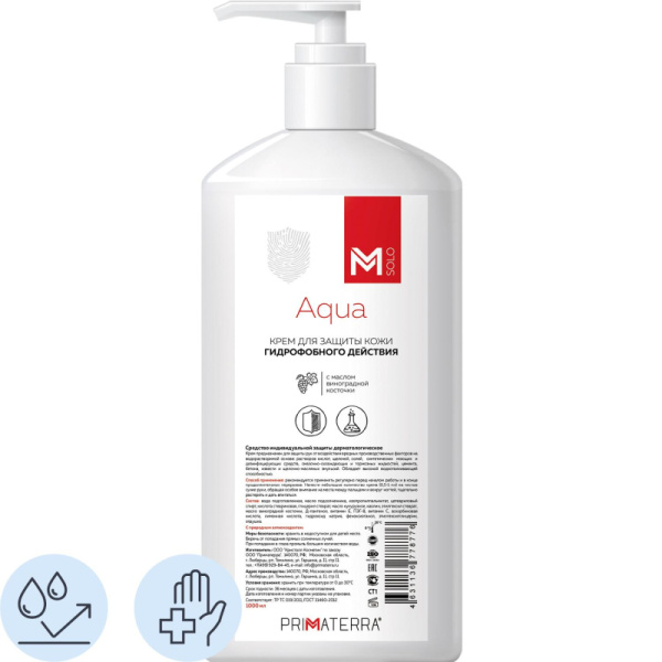 Крем защитный М SOLO Aqua для рук гидрофобный 1000