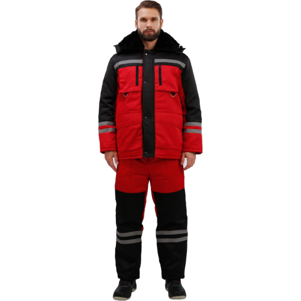 Костюм рабочий зимний муж з03-КПК красн/чер (р.52-54) 170-176