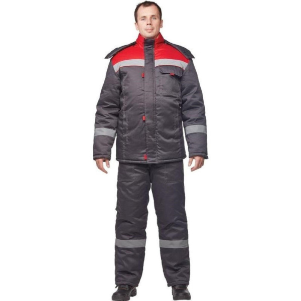 Костюм рабочий зимний муж з31-КПК сер/красн (р.52-54) 170-176 (Арсенал-СП)