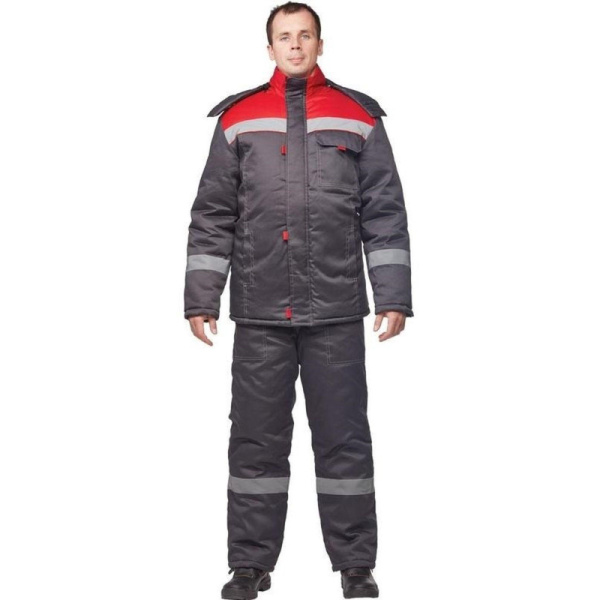 Костюм рабочий зимний муж з31-КПК сер/красн (р.52-54) 182-188 (Арсенал-СП)