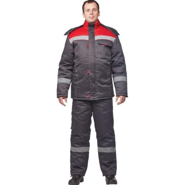 Костюм рабочий зимний муж з31-КПК сер/красн (р.60-62) 182-188 (Арсенал-СП)