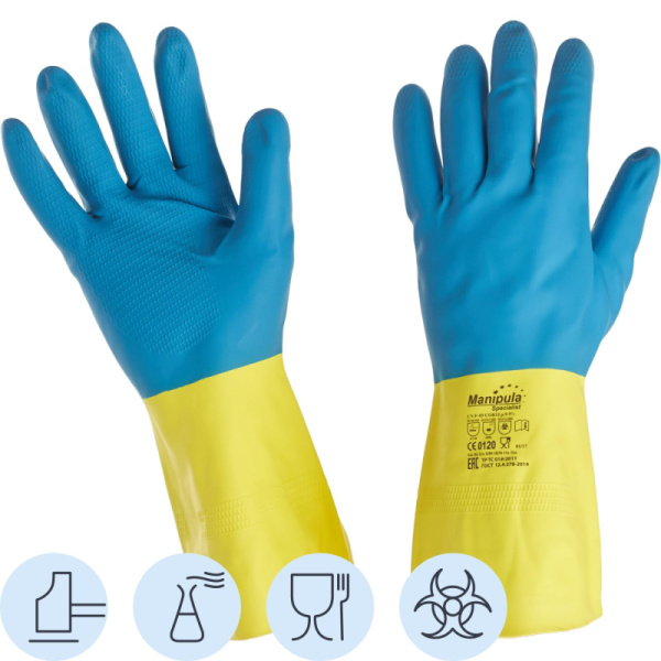 Перчатки защитные латекс/неопрен Manipula Союз (LN-F-05/СG-971) р-р 9-9,5