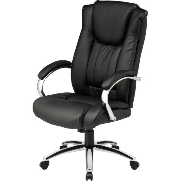 Кресло BN_Dt_EChair-561 TR рец. кожа черная, хром