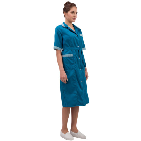Халат для горничных и уборщиц у01-ХЛ кор.рук бирюз(р.64-66)170-176