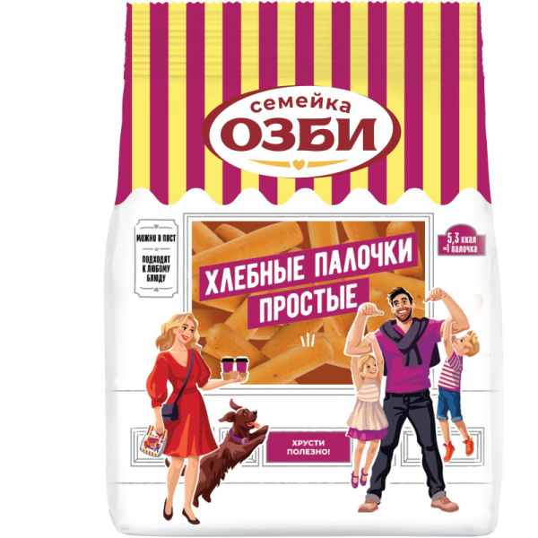 Снеки Хлебные палочки Семейка ОЗБИ простые 150 г, 919