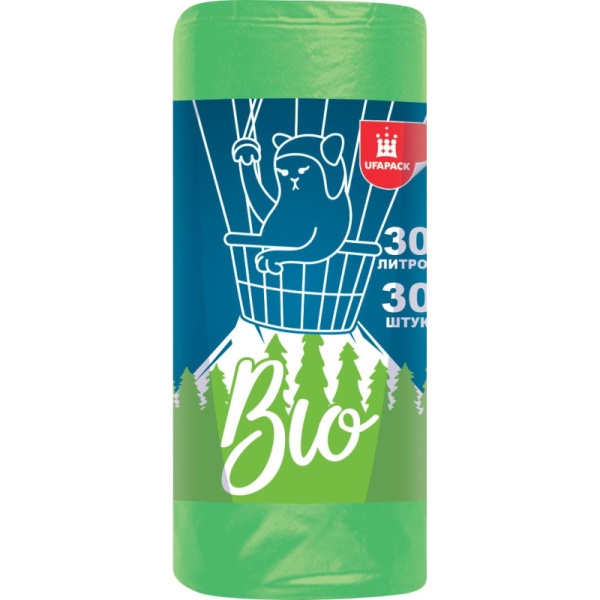 Мешки для мусора ПНД 30л 7мкм 30шт/рул салатовые 48х56см Bio