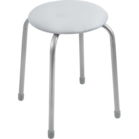 Табурет ET_Классика 2 ТК02 к/з светло-серый, каркас серебристый