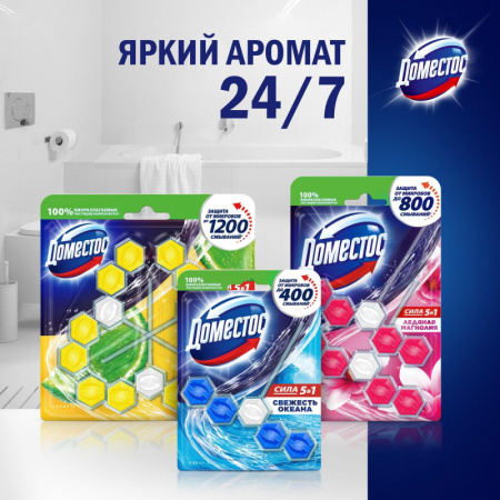 Блок для унитаза DOMESTOS Power 5 свежесть лайма 55гр