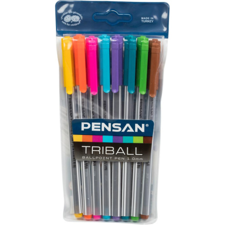 Ручка шариковая неавтомат. PENSAN TRIBALL набор8цв,1,0,масл,1003/PVC8