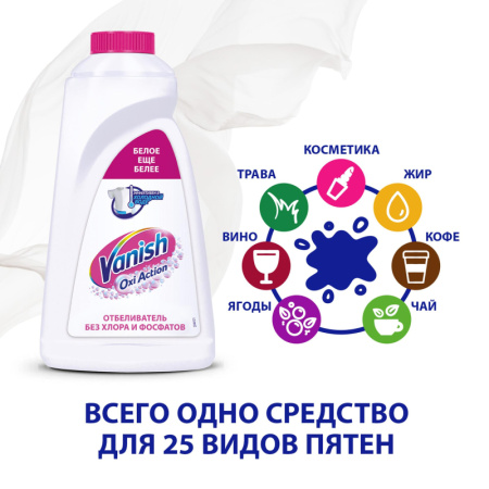 Пятновыводитель VANISH OXI Action Крист.белизна  жидкий 2л