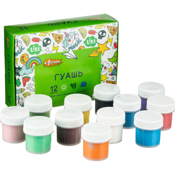 Гуашь №1 School Отличник 12 цв., 10 мл