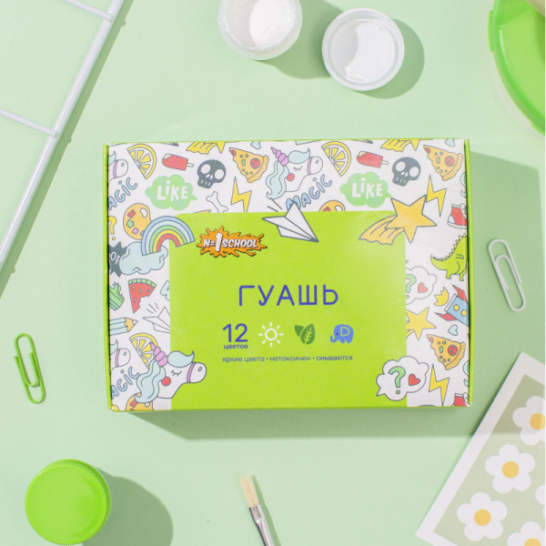 Гуашь №1 School Отличник 12 цв., 10 мл