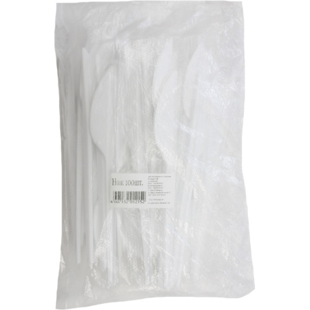 Нож одноразовый белый ПС 100шт/уп 2152