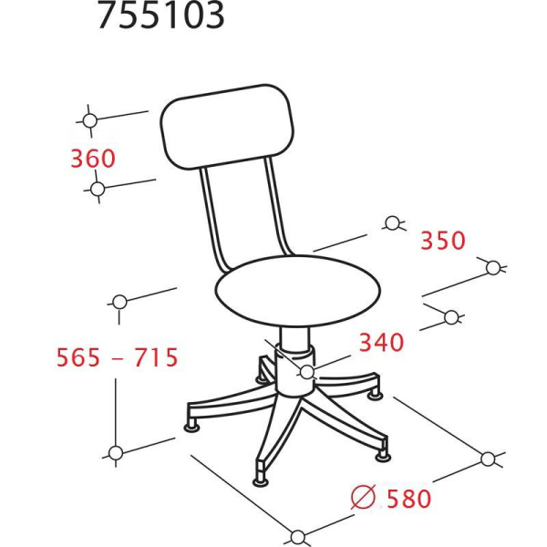 Кресло кассира FA_кассира КС-2 каркас черный, к/з черный (PV)