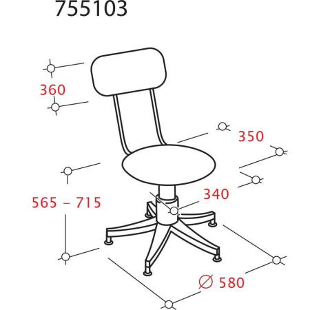Кресло кассира FA_кассира КС-2 каркас черный, к/з черный (PV)