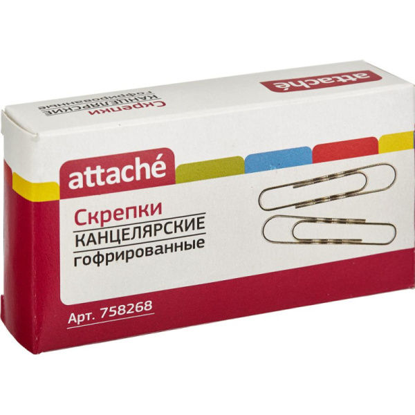 Скрепки Attache оцинкованные, 75 мм, гофрированные, 40 шт/уп