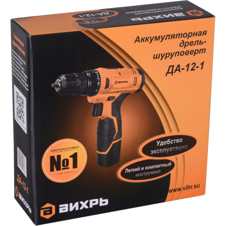 Дрель-шуруповерт аккум. Вихрь  ДА-12-1 12В, NiCd, 1.3Ач, 24Нм (72/14/11)