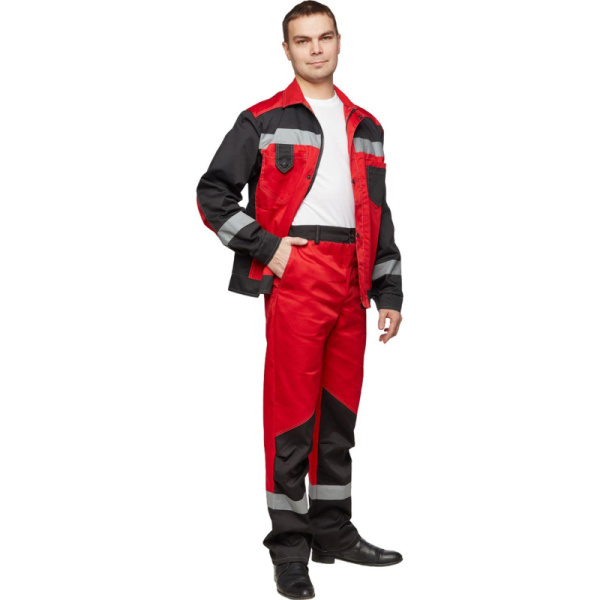 Костюм рабочий летний муж  л21-КБР крс/черн (р.56-58) 182-188 (мод.КОС211)