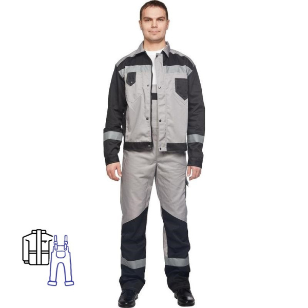 Костюм рабочий летний муж  л21-КПК сер/черн (р.48-50) 182-188 (мод.КОС212)