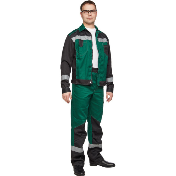 Костюм рабочий летний муж л21-КБР зел/черн (р.64-66) 182-188 (мод.КОС211)