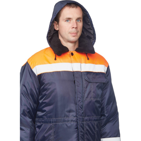 Куртка рабочая зимняя муж з32-КУ син/оранж оксф 64-66/182-188