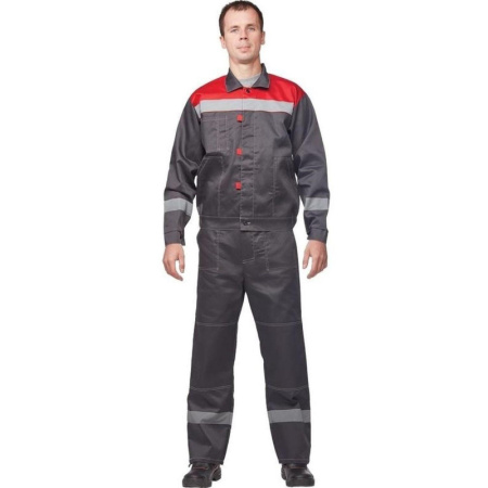 Костюм рабочий летний муж. л20-КБР сер/красн (р.48-50) 158-164 (Арсенал-СП)