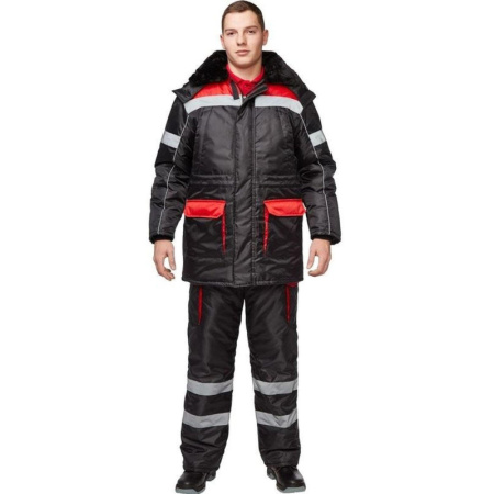 Костюм рабочий зимний муж з26-КПК черн/красн (р.64-66) 170-176