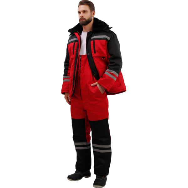 Костюм рабочий зимний муж з03-КПК красн/чер (р.44-46) 170-176