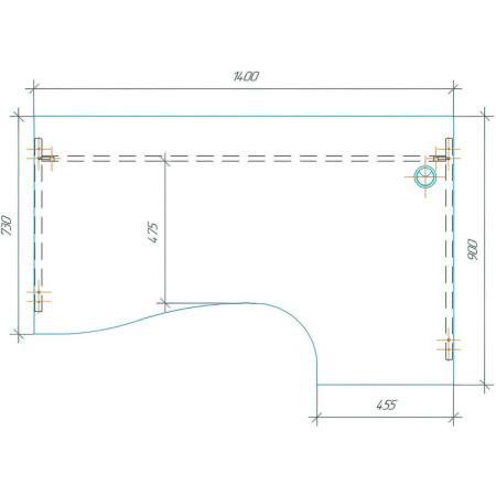 Стол Easy One правый (872,873) серый Ш1400 Г900