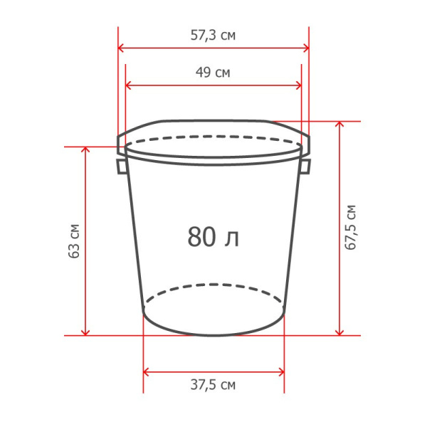 Бак для отходов 80л пластик, зеленый для пищ./непищ. прод .(до -30)