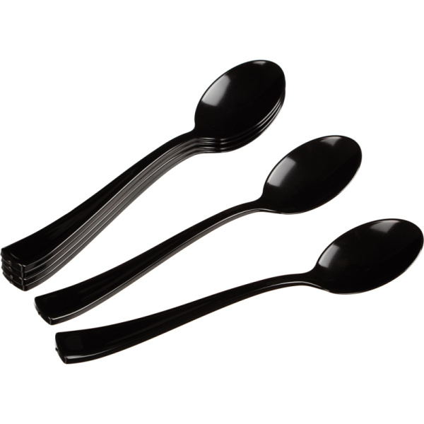Ложка одноразовая столовая  175мм, черная , ПС 50 шт/уп