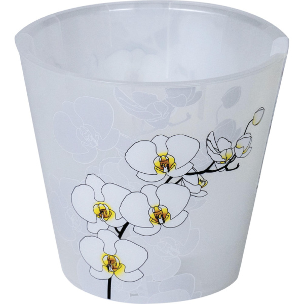 Горшок для цветов Фиджи Орхид Деко D 160 мм/1,6 л белая орхидеяING6196БЛ