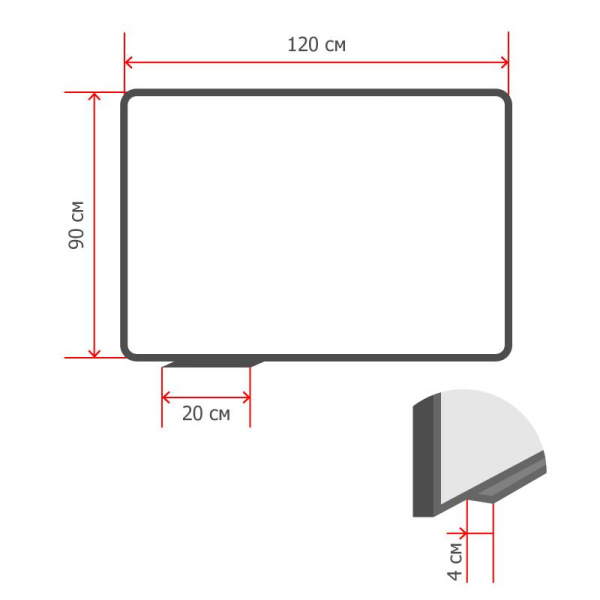 Доска стеклянная магнитная, 90х120,Attache, белый