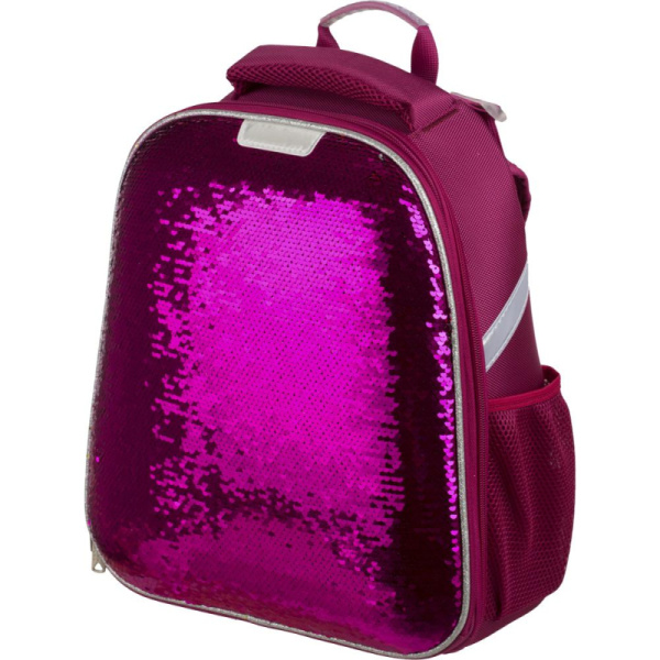 Ранец Basic Sparkle Pink,эргоном. спинка, двустор.пайетки фуксия/серебро