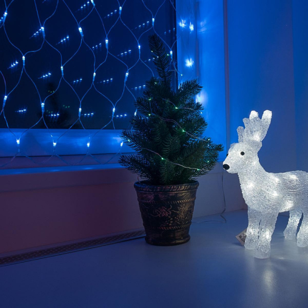 Гирлянда светодиодная сеть 1,8х1,5 м, прозрач ПВХ, 180 LED, Синий,  215-133