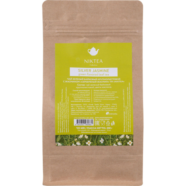 Чай Niktea Серебряный Жасмин зел.байховый аромат., 250г