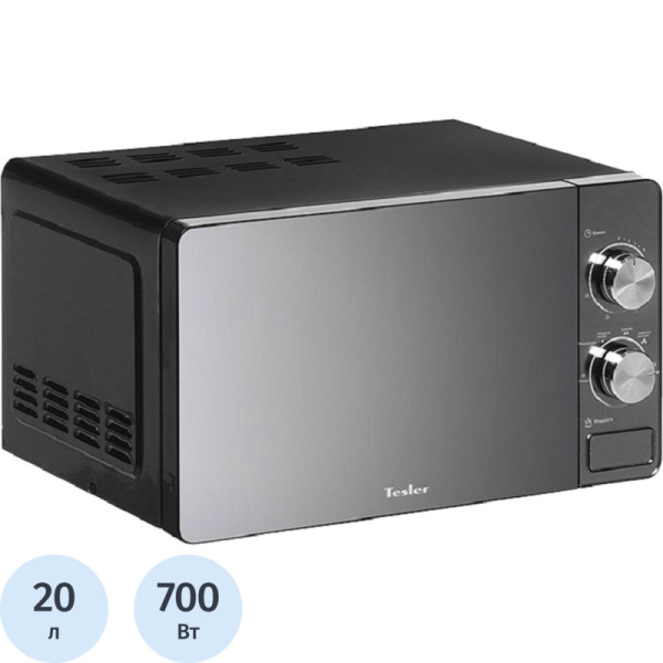 Микроволновая печь TESLER MM-2002, 20л,700Вт,тип упр-мех,зеркал,корпус:чёрн