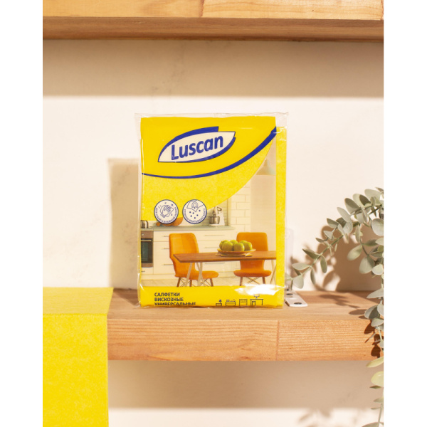 Салфетки хозяйственные Luscan универсальные вискоза 90г/м2 30х38 см 3шт/уп