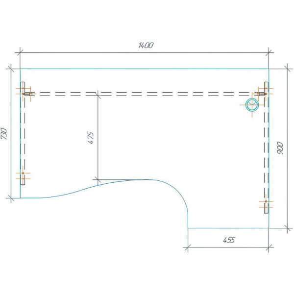 Стол Easy One правый (872,873) дуб сонома Ш1400 Г900