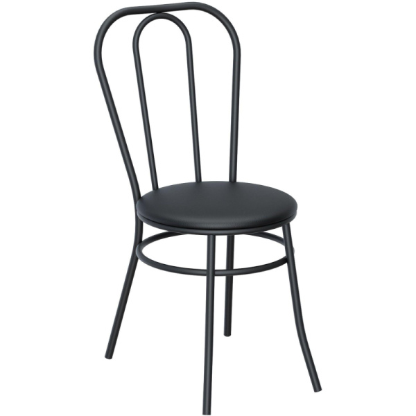 Стул для столовых AM_Венский каркас  9005 черный сиденье к/з черный