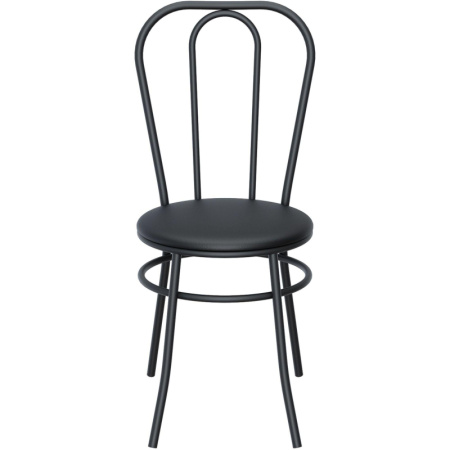 Стул для столовых AM_Венский каркас  9005 черный сиденье к/з черный