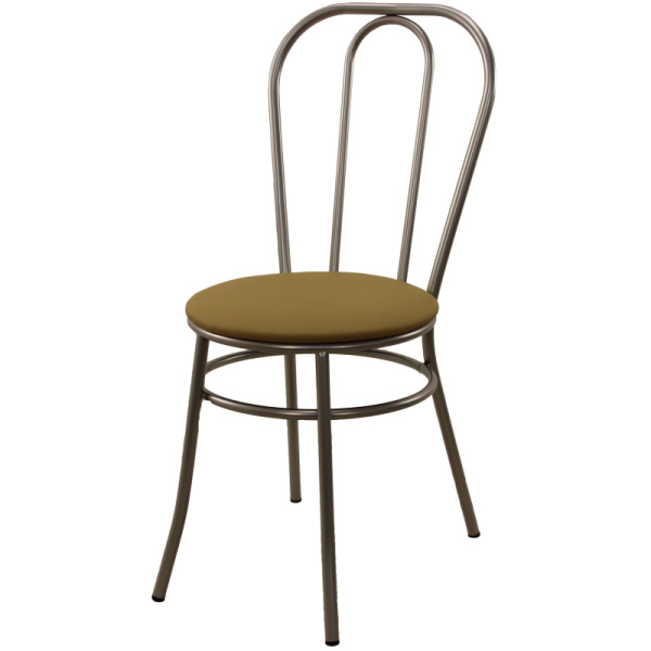 Стул для столовых AM_Венский .Кар-с сер.Мет9006 глц,сид к/з ФортунаКрембеж